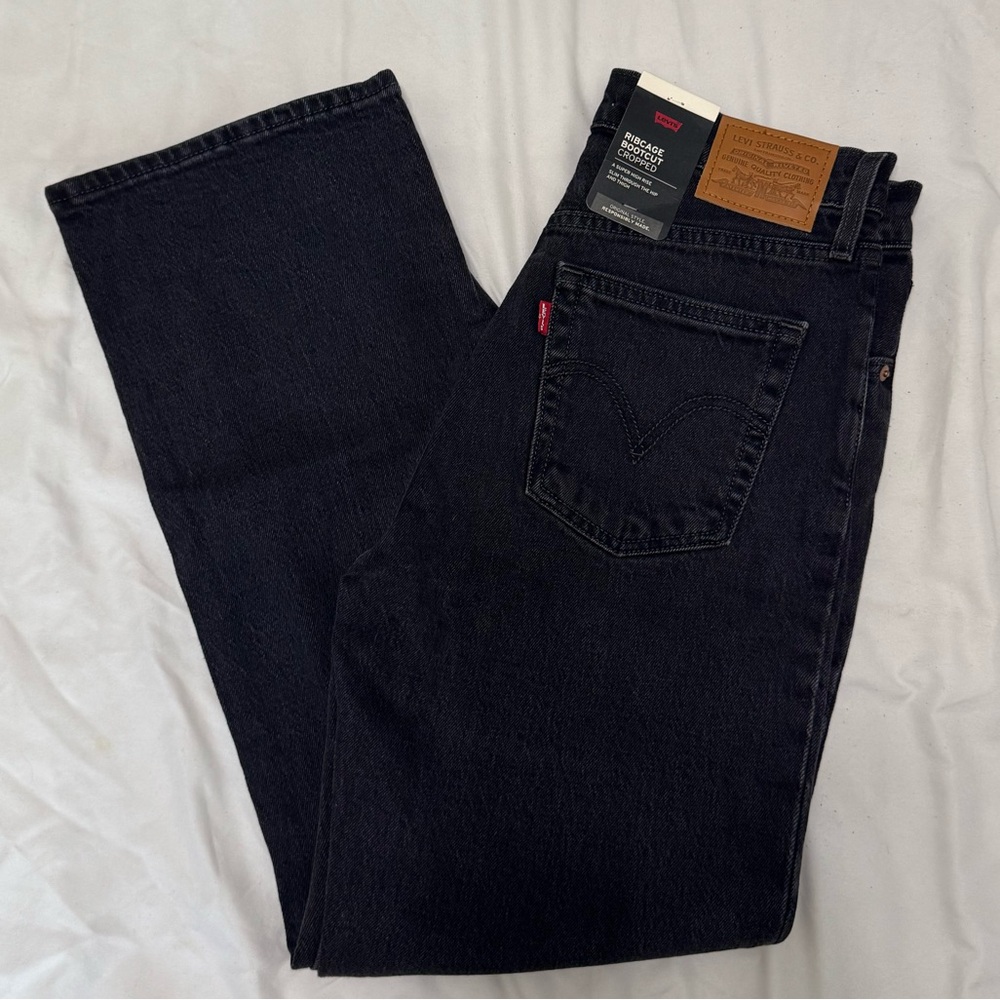 Levi's Women’s Ribcage Bootcut Black Denim Jeans 28w